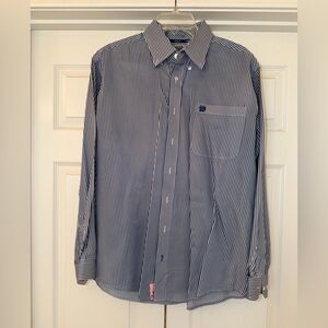 Cinch Navy and White Striped Dress Shirt